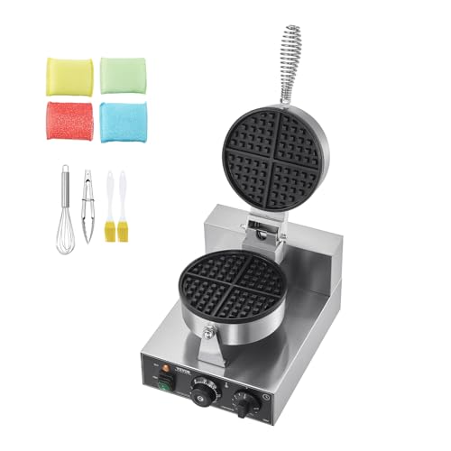 Commercial Stainless Steel Waffle Maker with Browning and Timer Control