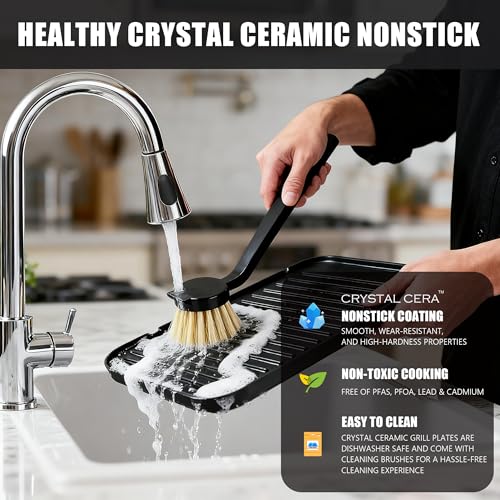 6 in 1 Electric Contact Grill and Griddle with Waffle Plates and Probe