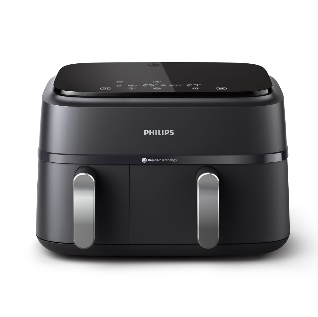 Nine and a Half Quart Dual Basket Air Fryer with Eight Cooking Functions