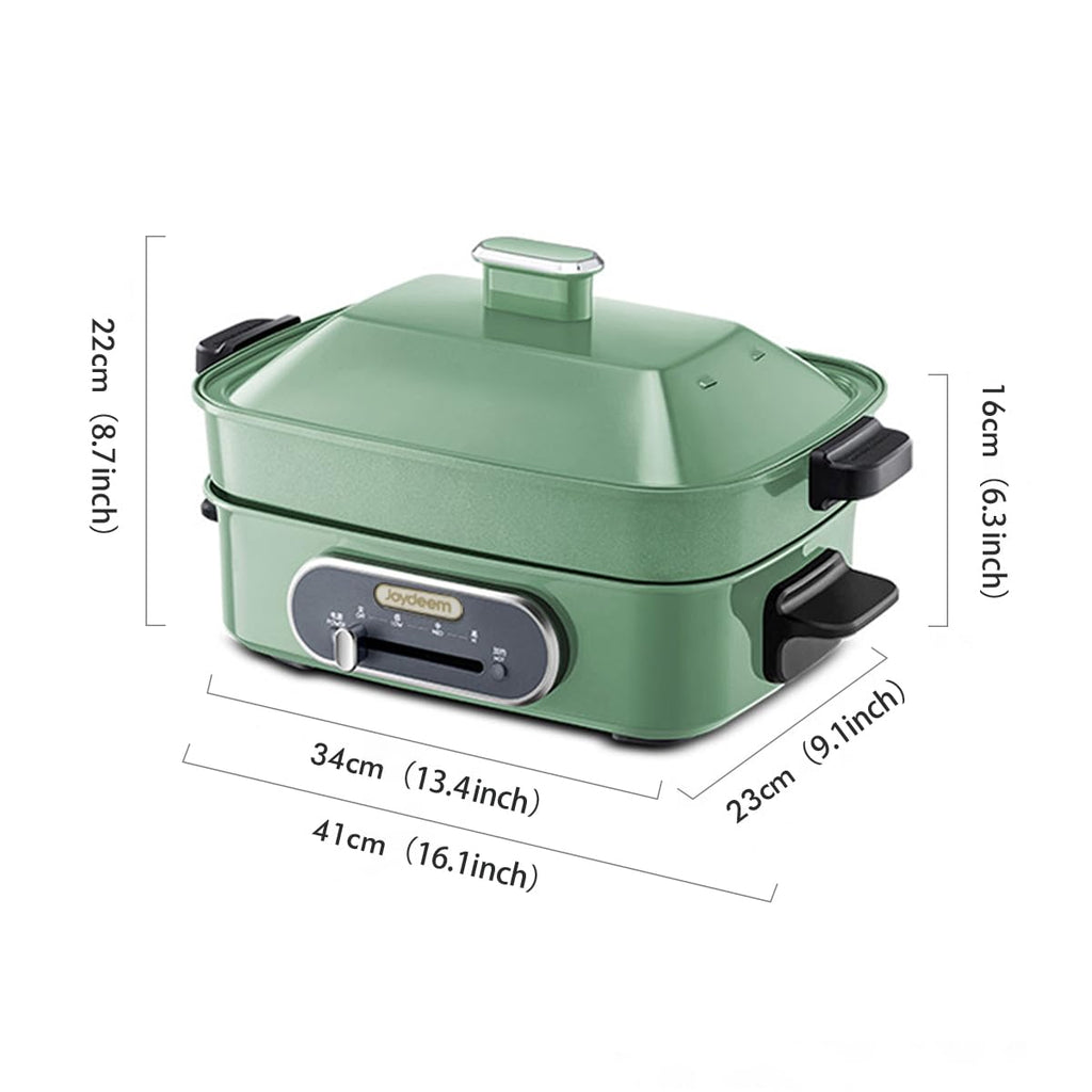 3 in 1 Electric Hot Pot with Grill Pan Steamer and Ceramic Coating