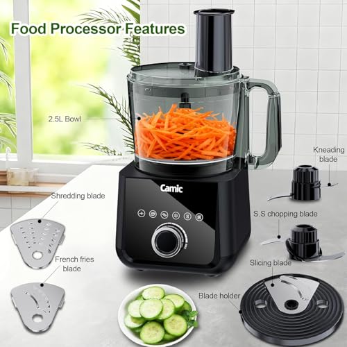 600W Food Processor for Slicing Shredding Chopping Kneading and Ice Crushing