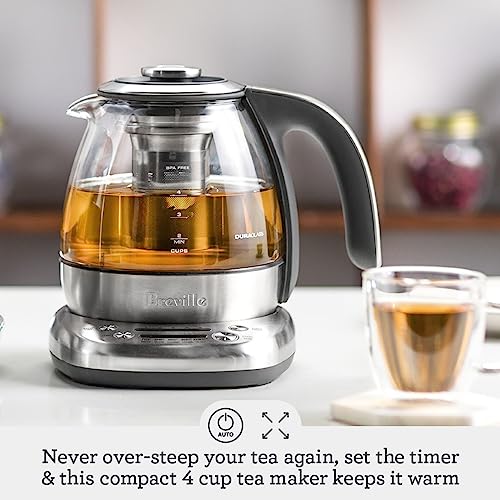 4 Cup Compact Tea Maker and Water Kettle with Glass Infuser