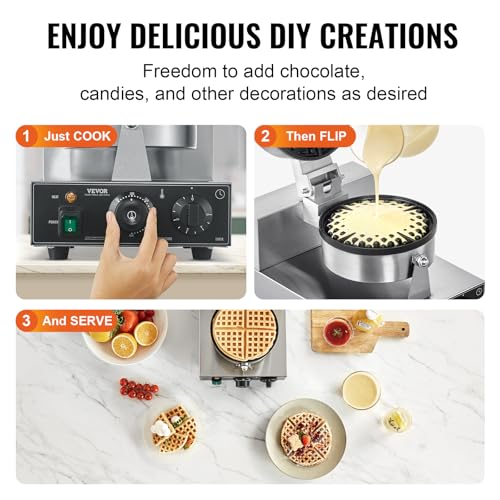 Commercial Stainless Steel Waffle Maker with Browning and Timer Control
