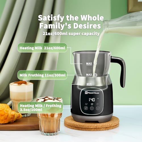 21oz Smart Touch Variable Temperature Milk Frother and Steamer