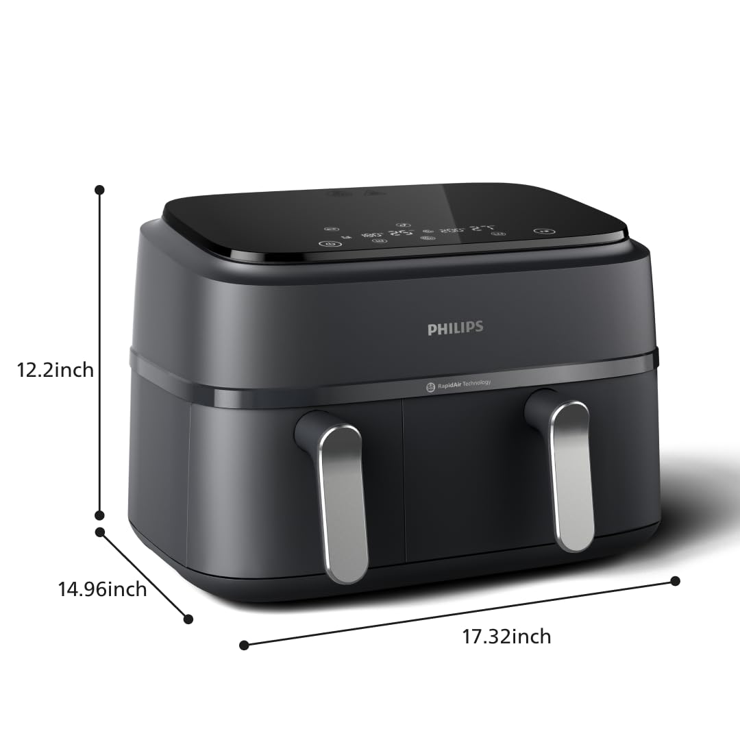 Nine and a Half Quart Dual Basket Air Fryer with Eight Cooking Functions