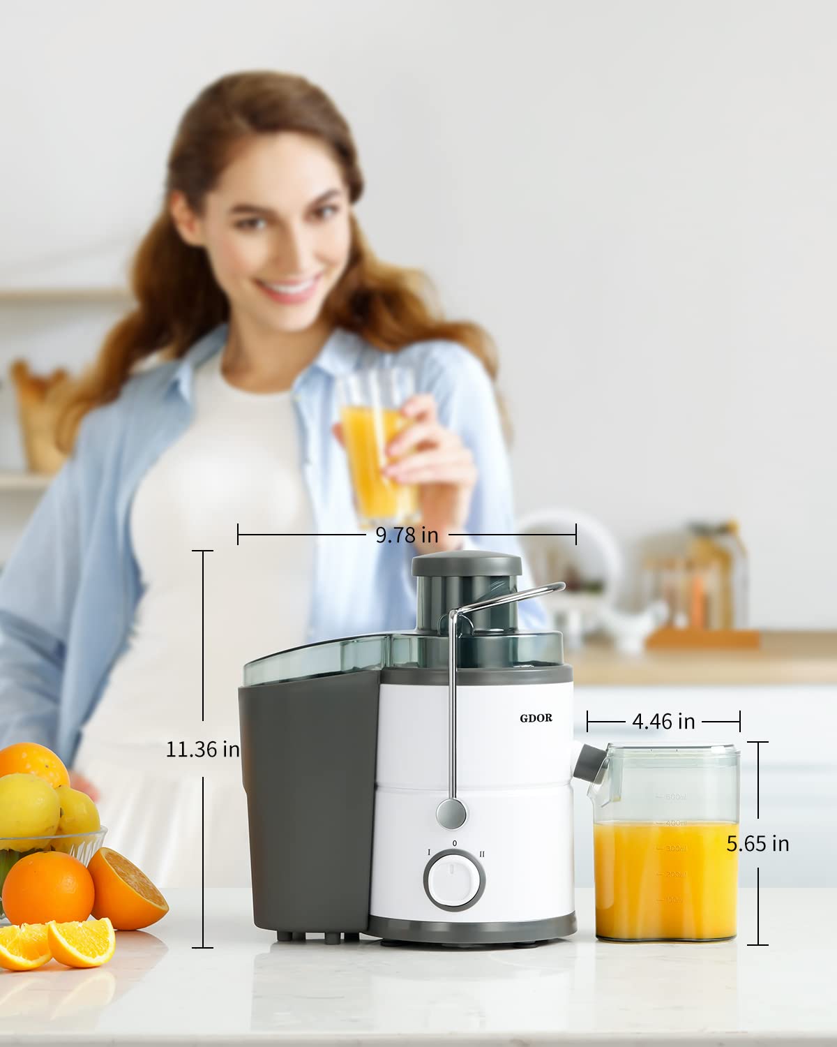 800W Dual Speed Centrifugal Juicer with 3 Inch Chute and Anti Drip