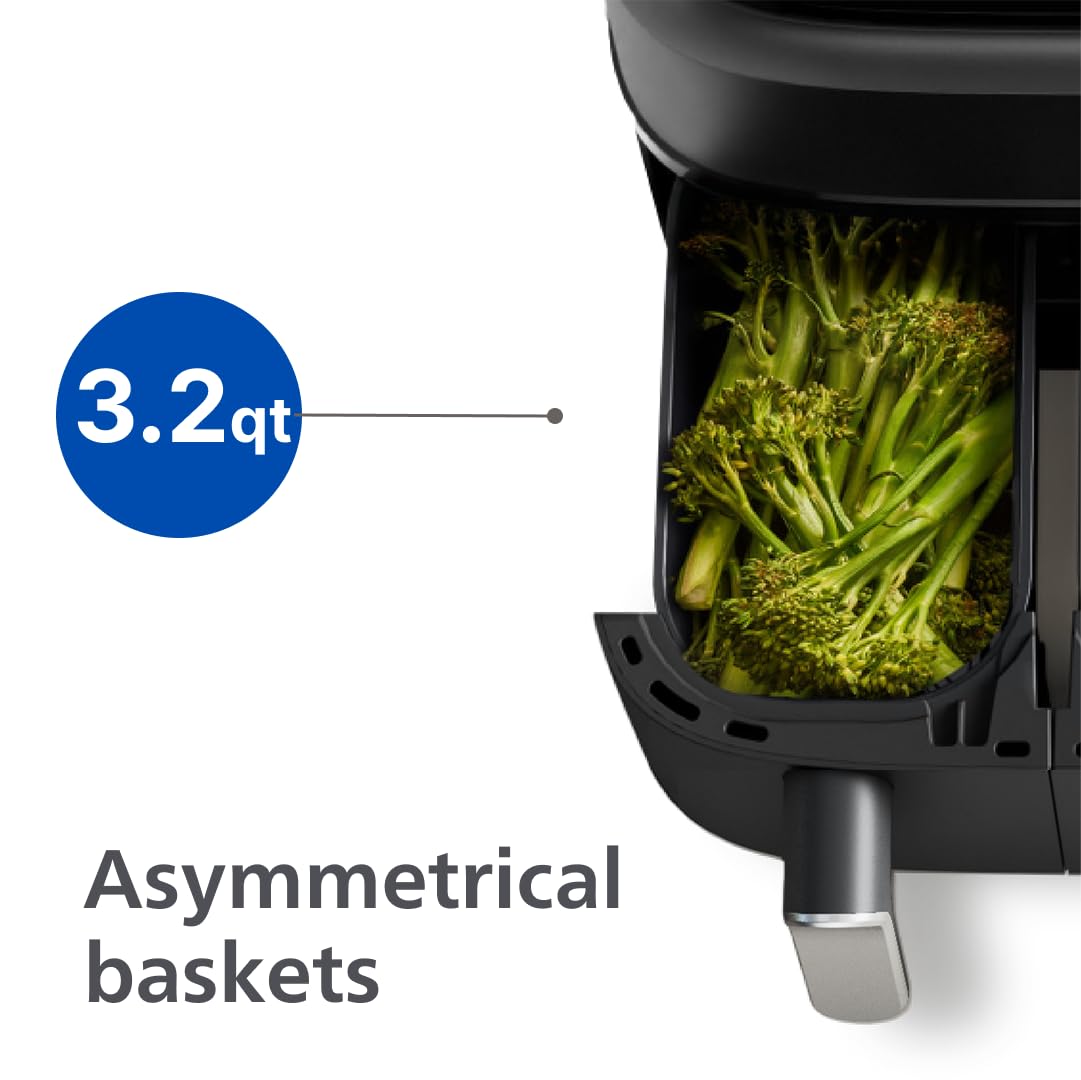 Nine and a Half Quart Dual Basket Air Fryer with Eight Cooking Functions