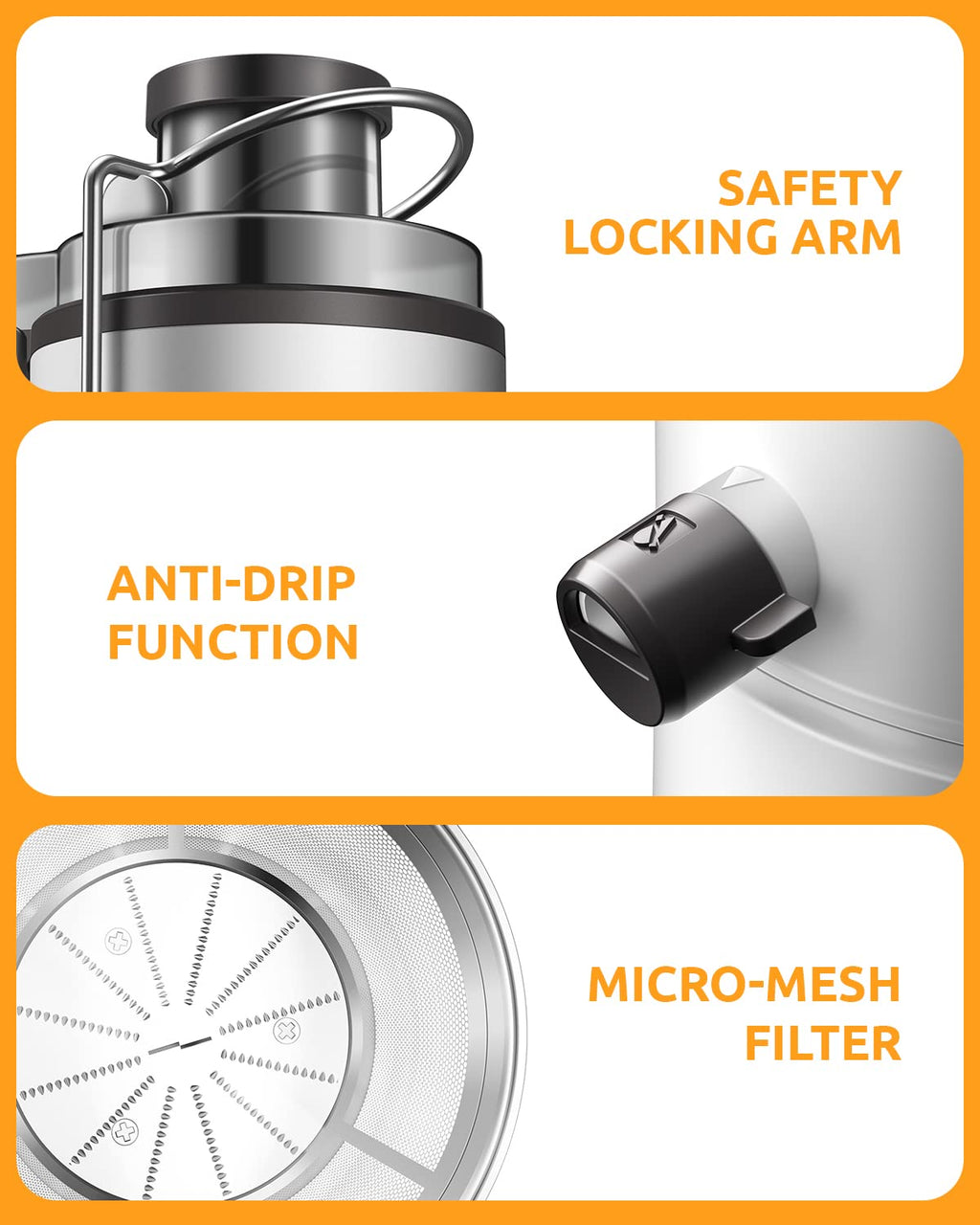 800W Dual Speed Centrifugal Juicer with 3 Inch Chute and Anti Drip