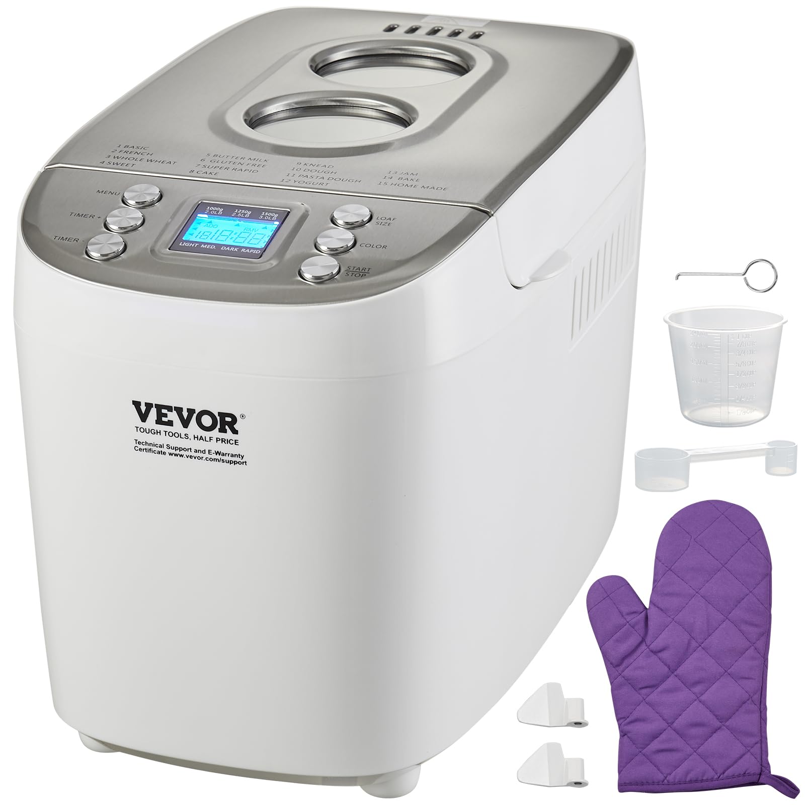 15 Function Bread Maker with Ceramic Pot and Delay Timer