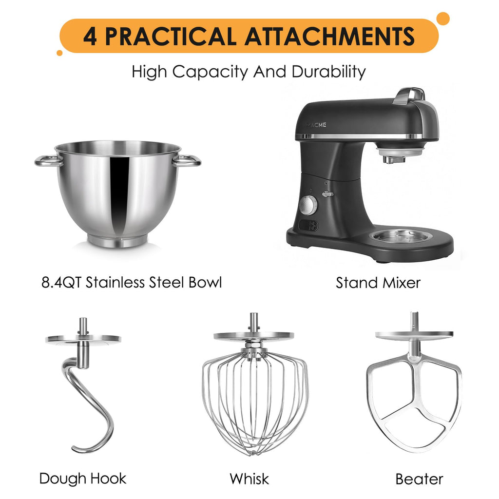 8.4 Quart 800W Commercial Stand Mixer with NSF Certified Metal Body