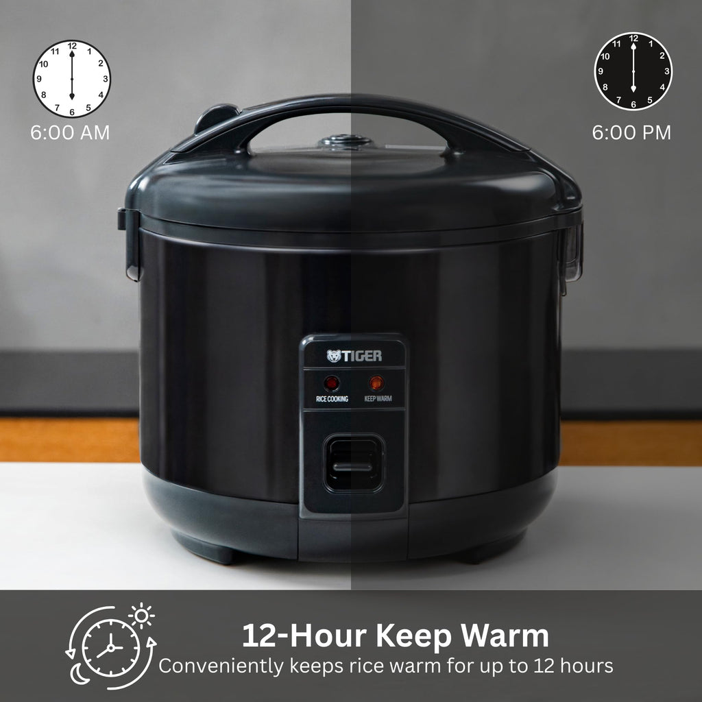 White Rice Cooker with Nonstick Pot Retractable Cord and 12 Hour Keep Warm