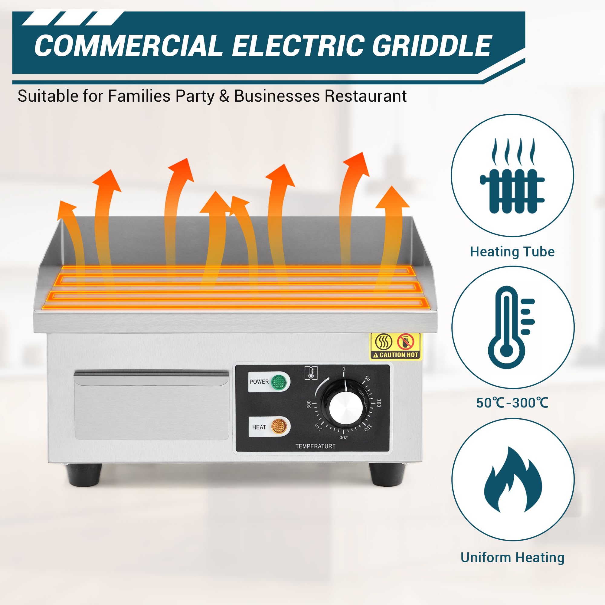 29 Inch 3000W Commercial Stainless Steel Electric Flat Top Griddle