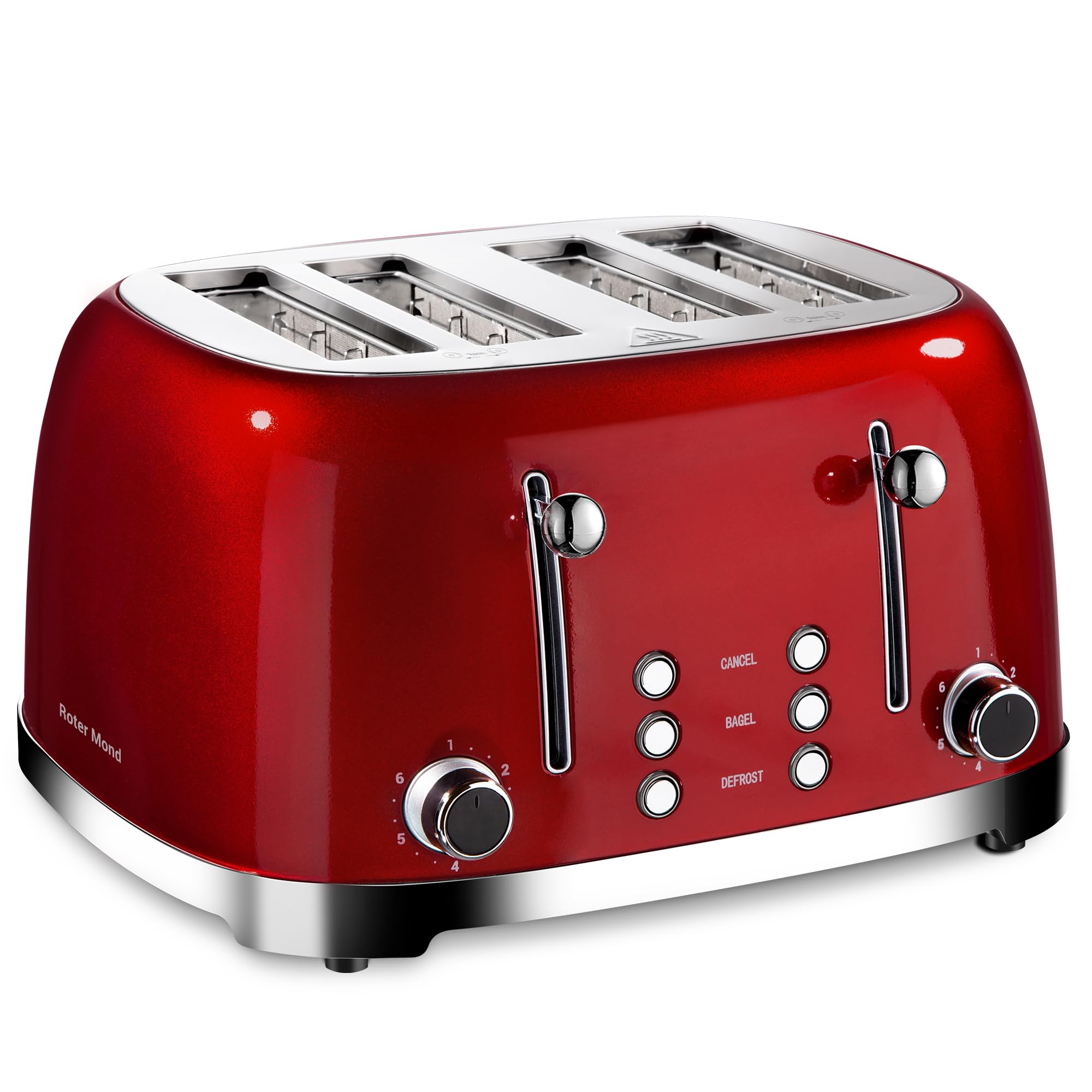 4 Slice Retro Stainless Steel Toaster with Extra Wide Slots