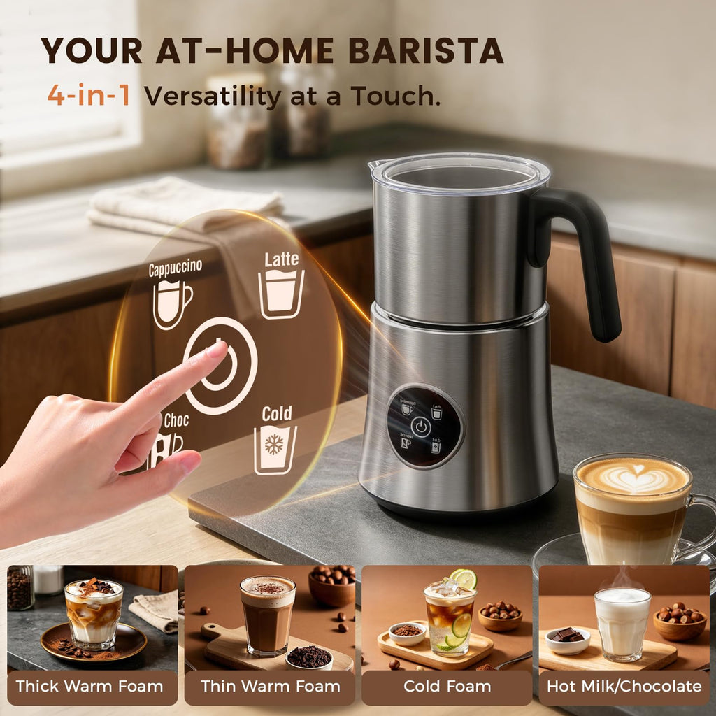 Automatic Milk Frother and Steamer with Hot and Cold Foam