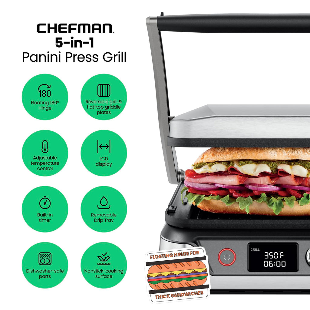 4 Slice Panini Press and Contact Grill with 180 Degree Opening