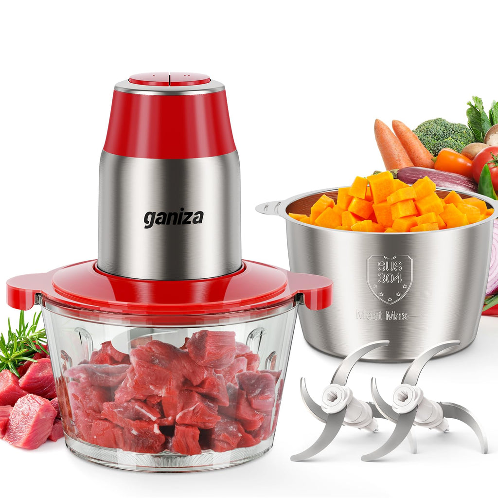 450W Electric Food Chopper and Meat Grinder with Two 8 Cup Bowls