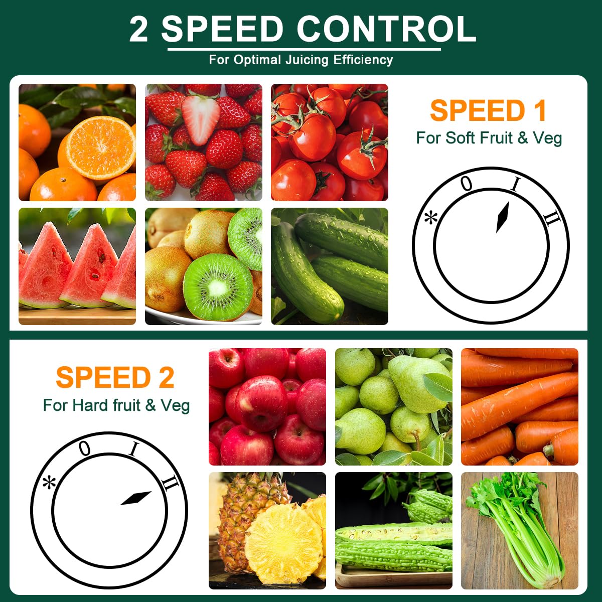 500W Centrifugal Juicer with Three Speeds and Three Inch Feed Chute