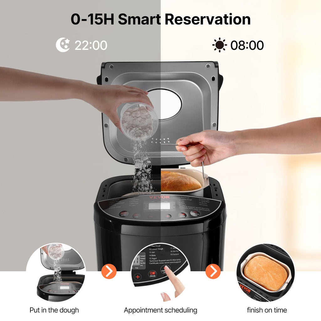 15 Function Bread Maker with Ceramic Pot and Delay Timer