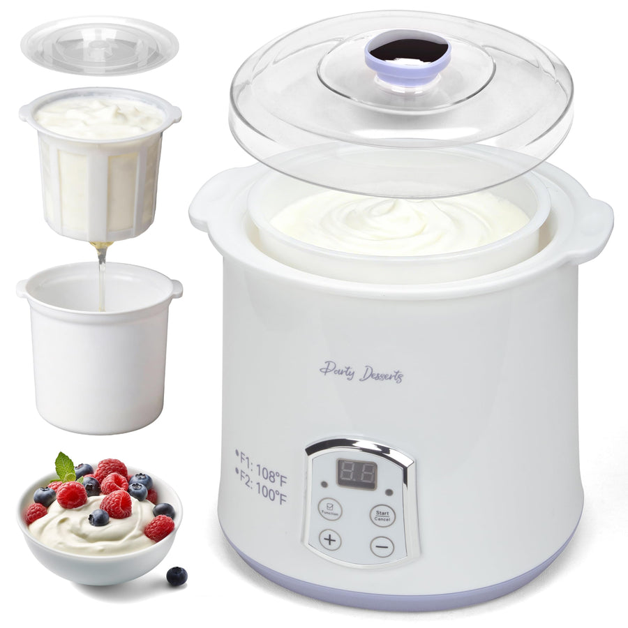 Automatic Greek Yogurt Maker with Strainer Timer and Two Quart Buckets