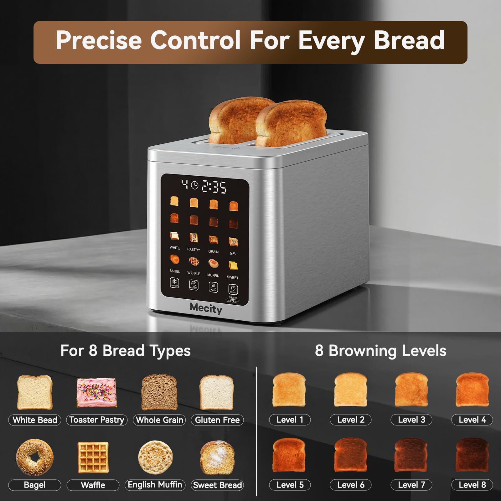 4 Slice Touchscreen Toaster with Dual Control