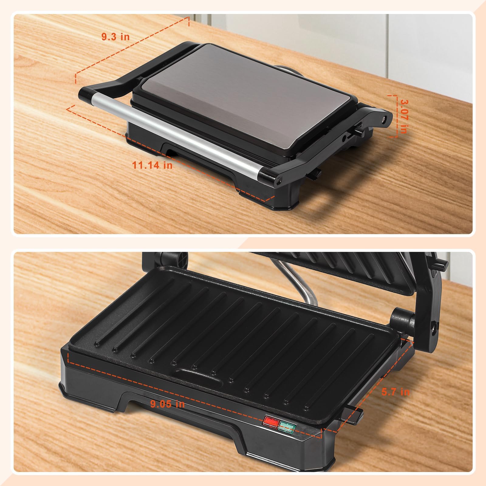 4 Slice Belgian Waffle Maker with Nonstick Plates and 3 Browning Levels