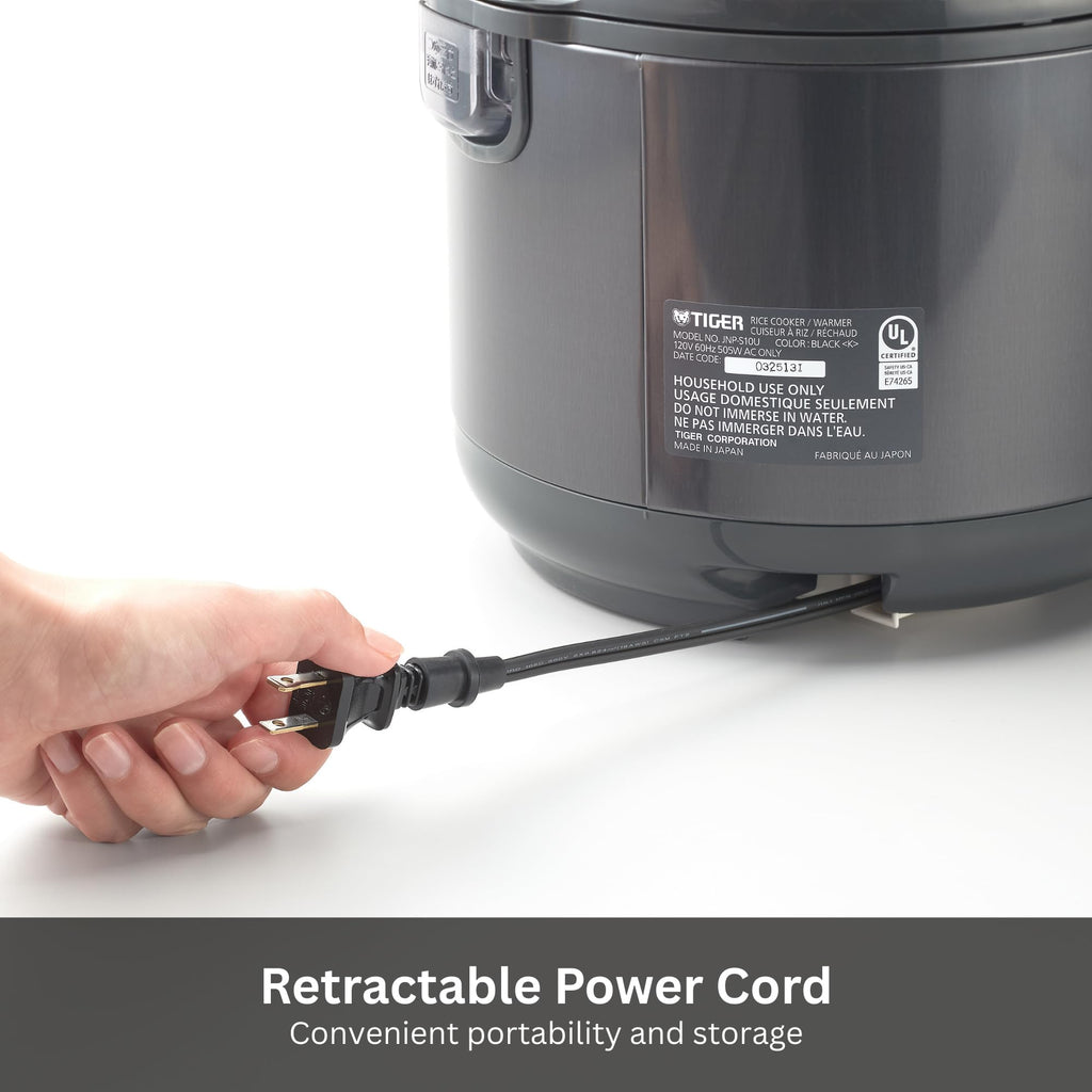 White Rice Cooker with Nonstick Pot Retractable Cord and 12 Hour Keep Warm