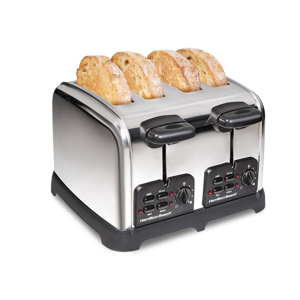 4 Slice Retro Stainless Steel Toaster with Wide Slots and Bagel Settings