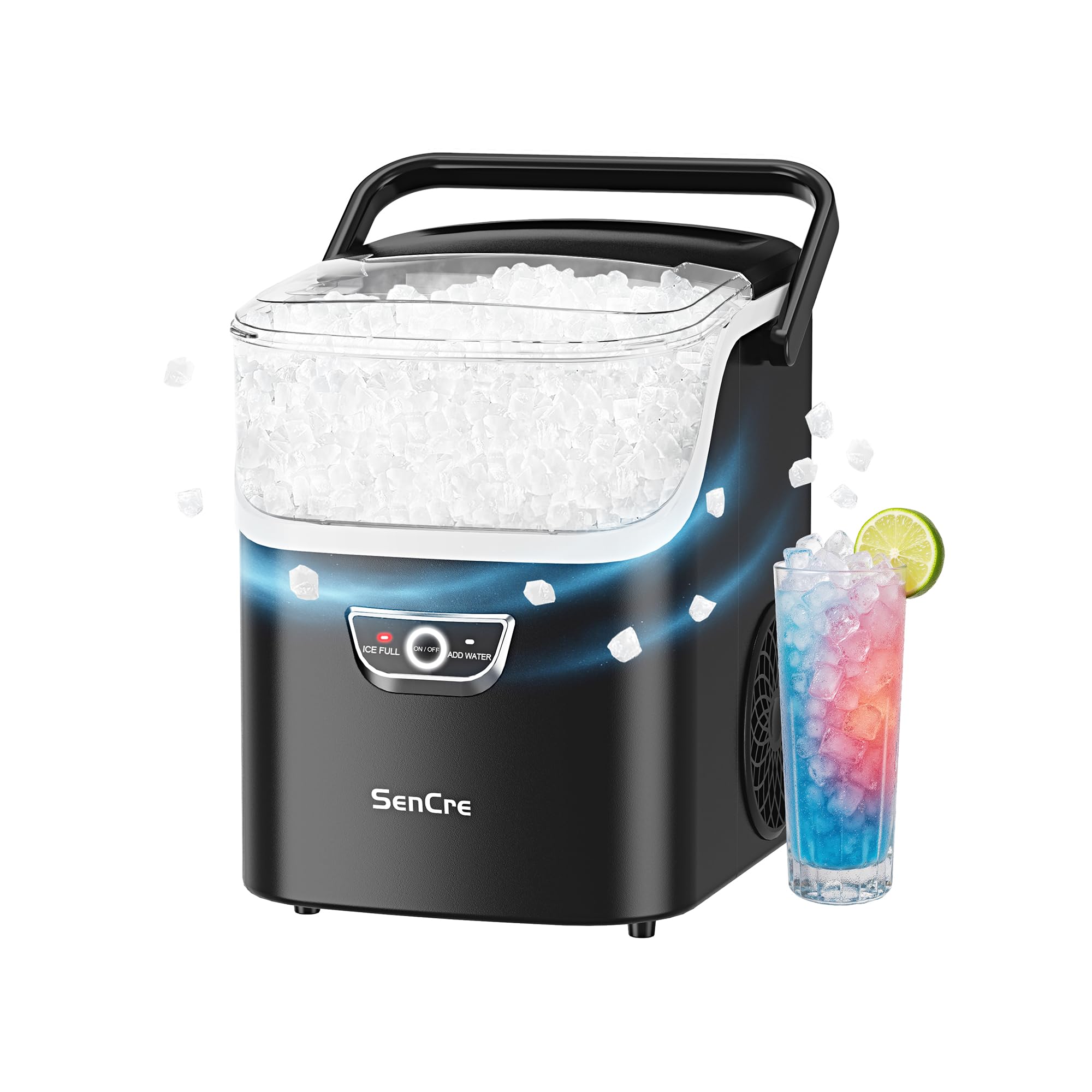 Portable Countertop Nugget Ice Maker with Handle