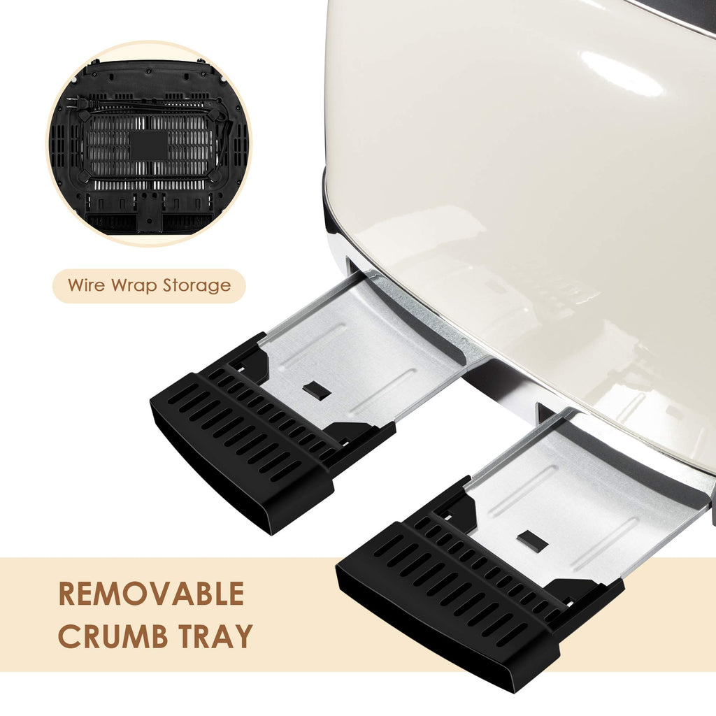 4 Slice Retro Stainless Steel Toaster with Extra Wide Slots