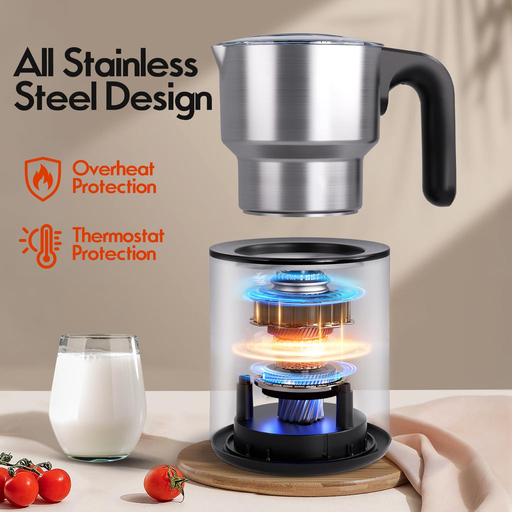 5 in 1 Electric Milk Frother and Steamer for Hot and Cold Foam