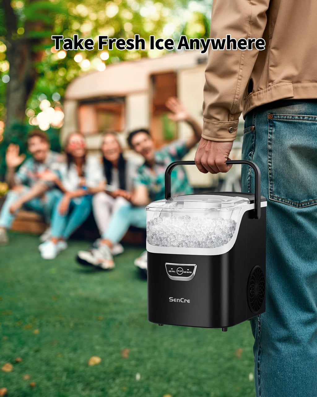 Portable Countertop Nugget Ice Maker with Handle
