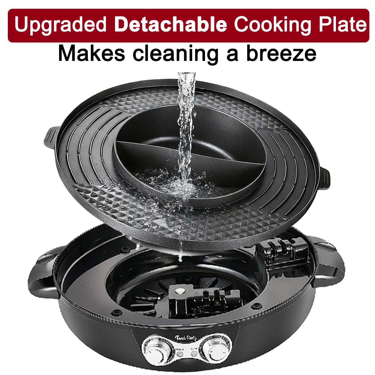 16.5 Inch Electric Hot Pot and Smokeless Korean BBQ Grill Combo