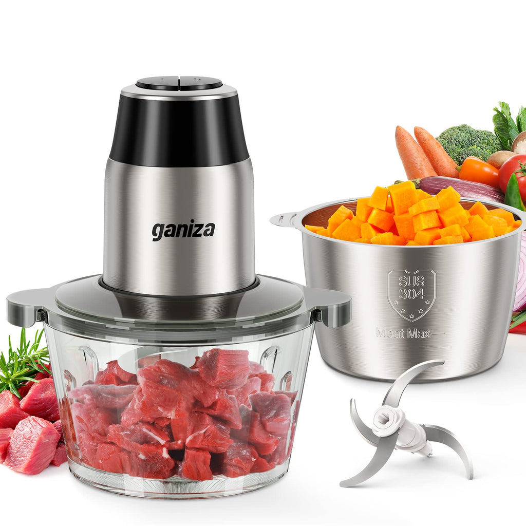 450W Electric Food Chopper and Meat Grinder with Two 8 Cup Bowls