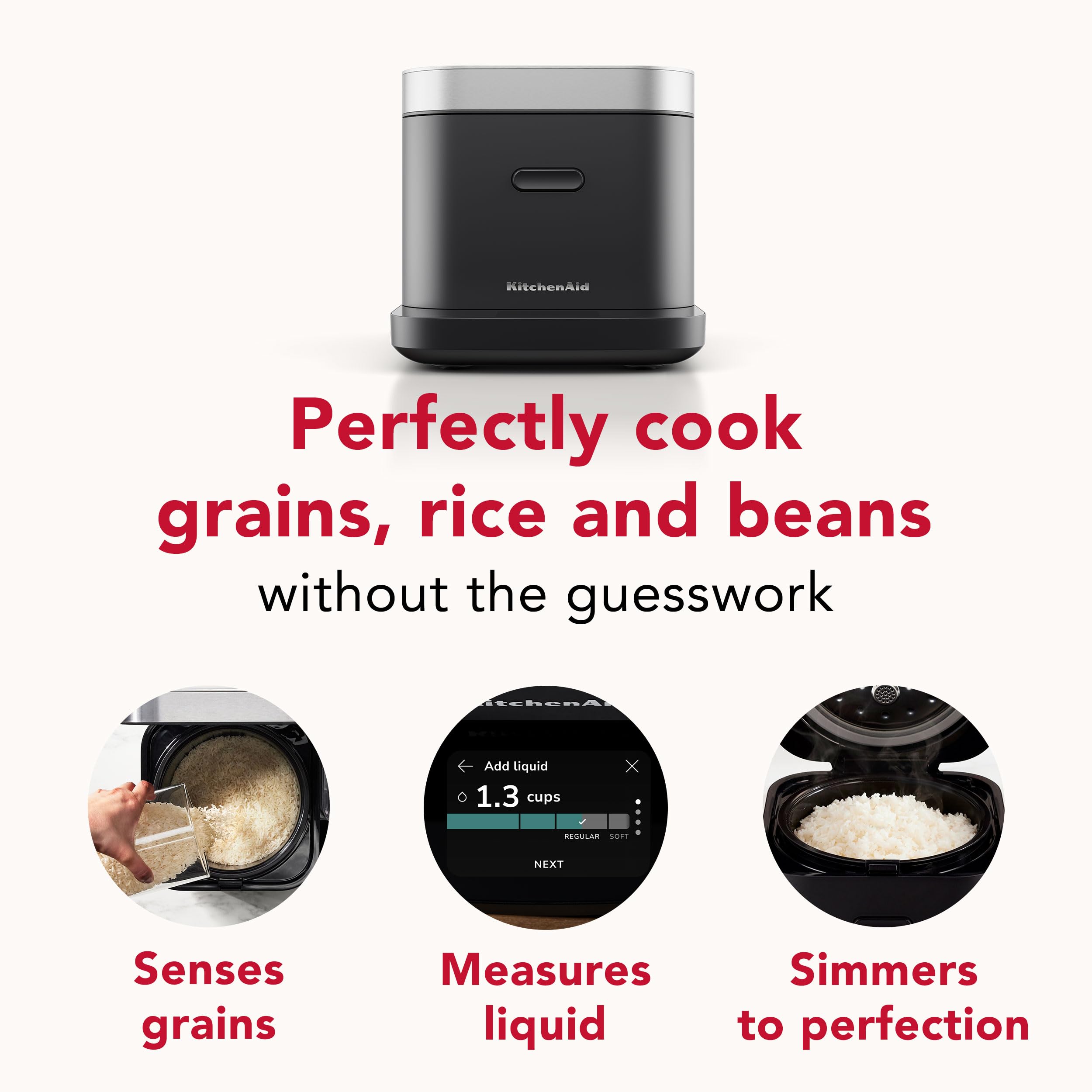 Compact Grain and Rice Cooker Black Matte