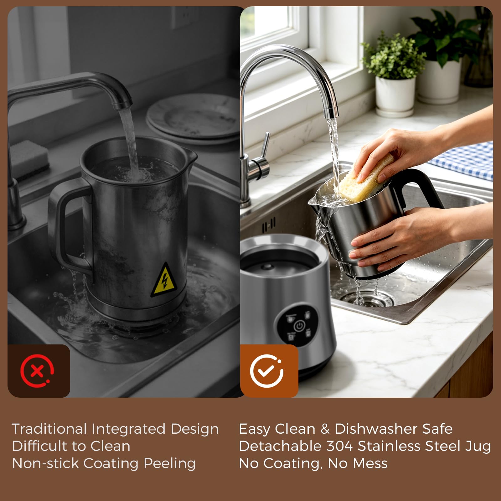 Automatic Milk Frother and Steamer with Hot and Cold Foam