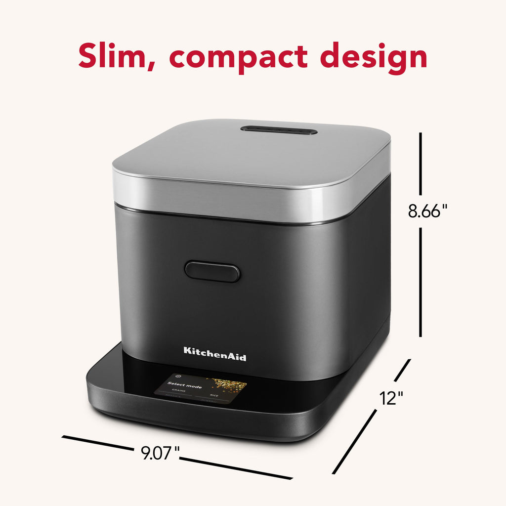 Compact Grain and Rice Cooker Black Matte