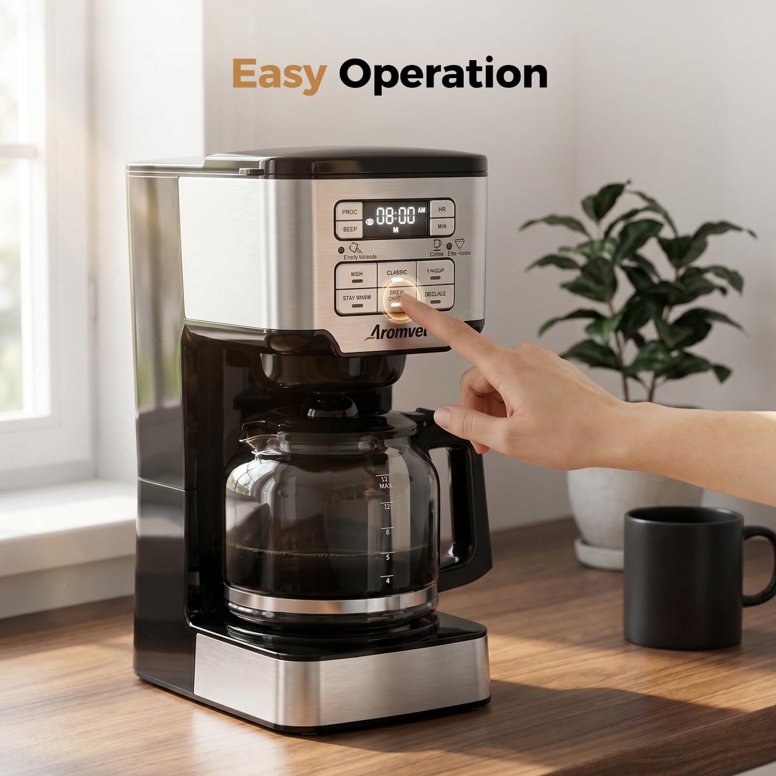 Programmable Drip Coffee Maker with Delay Brew and Keep Warm Function