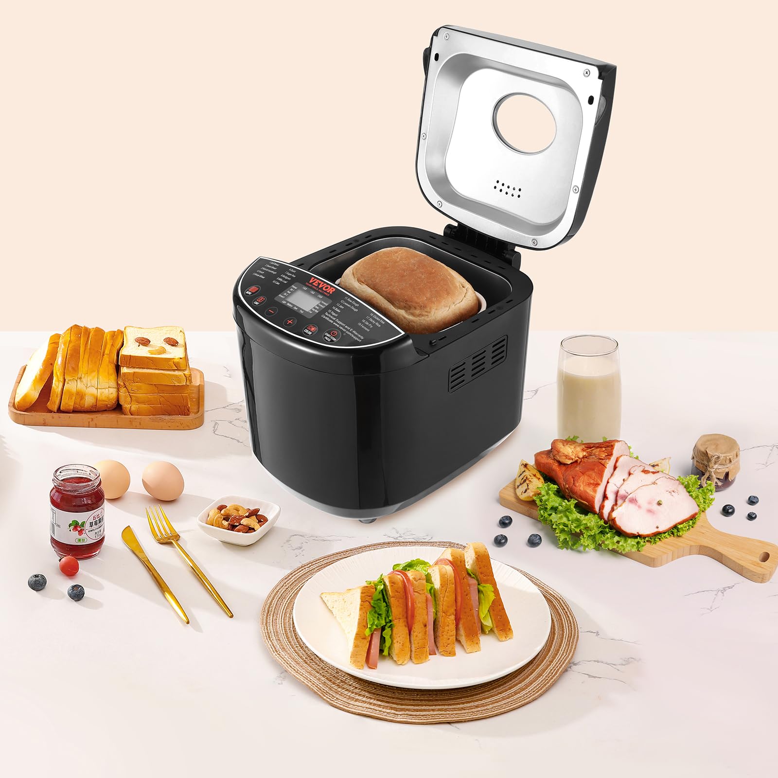 15 Function Bread Maker with Ceramic Pot and Delay Timer