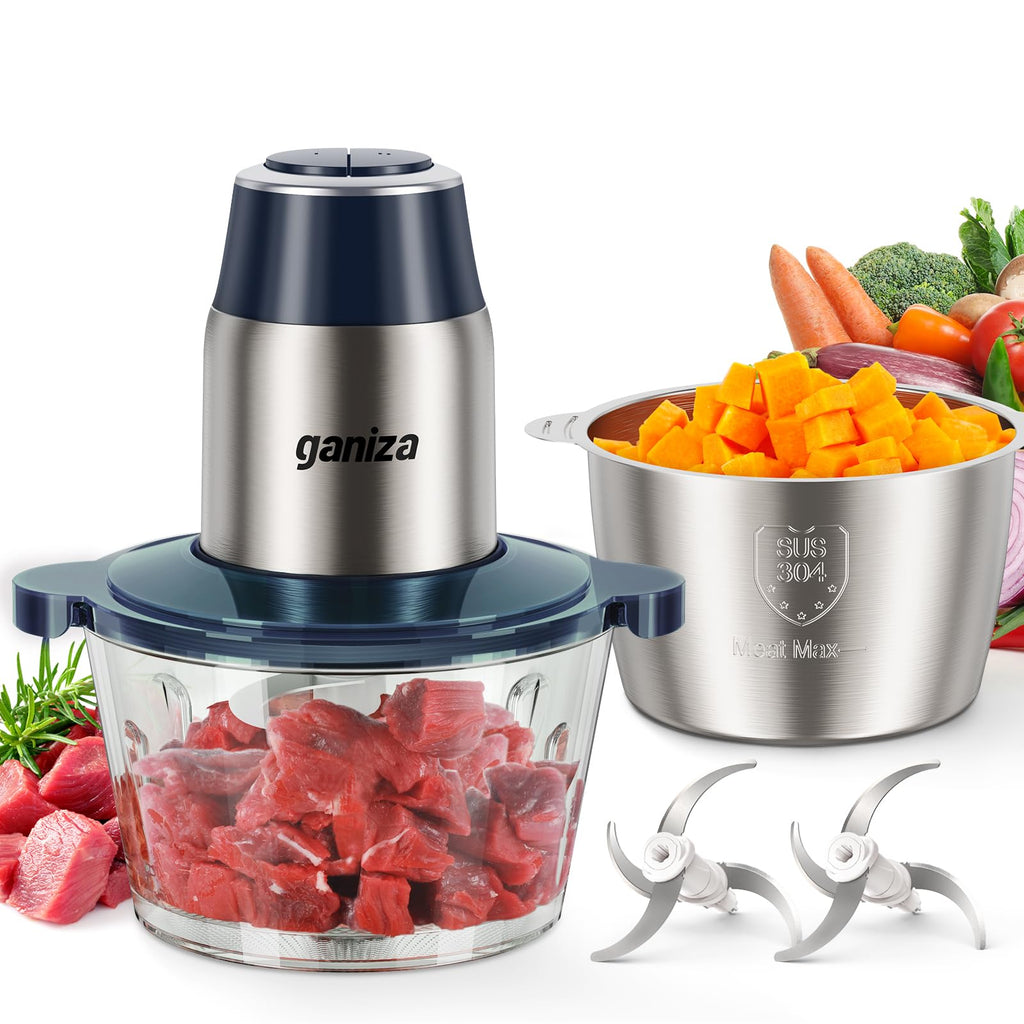 450W Electric Food Chopper and Meat Grinder with Two 8 Cup Bowls