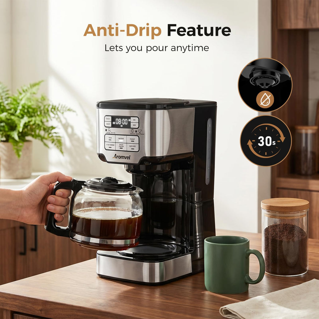 Programmable Drip Coffee Maker with Delay Brew and Keep Warm Function