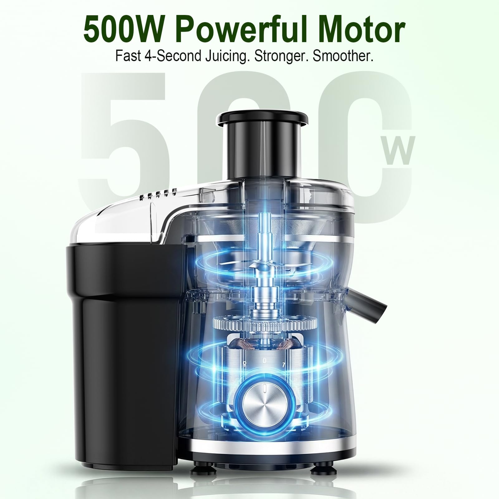 500W Centrifugal Juicer with Three Speeds and Three Inch Feed Chute
