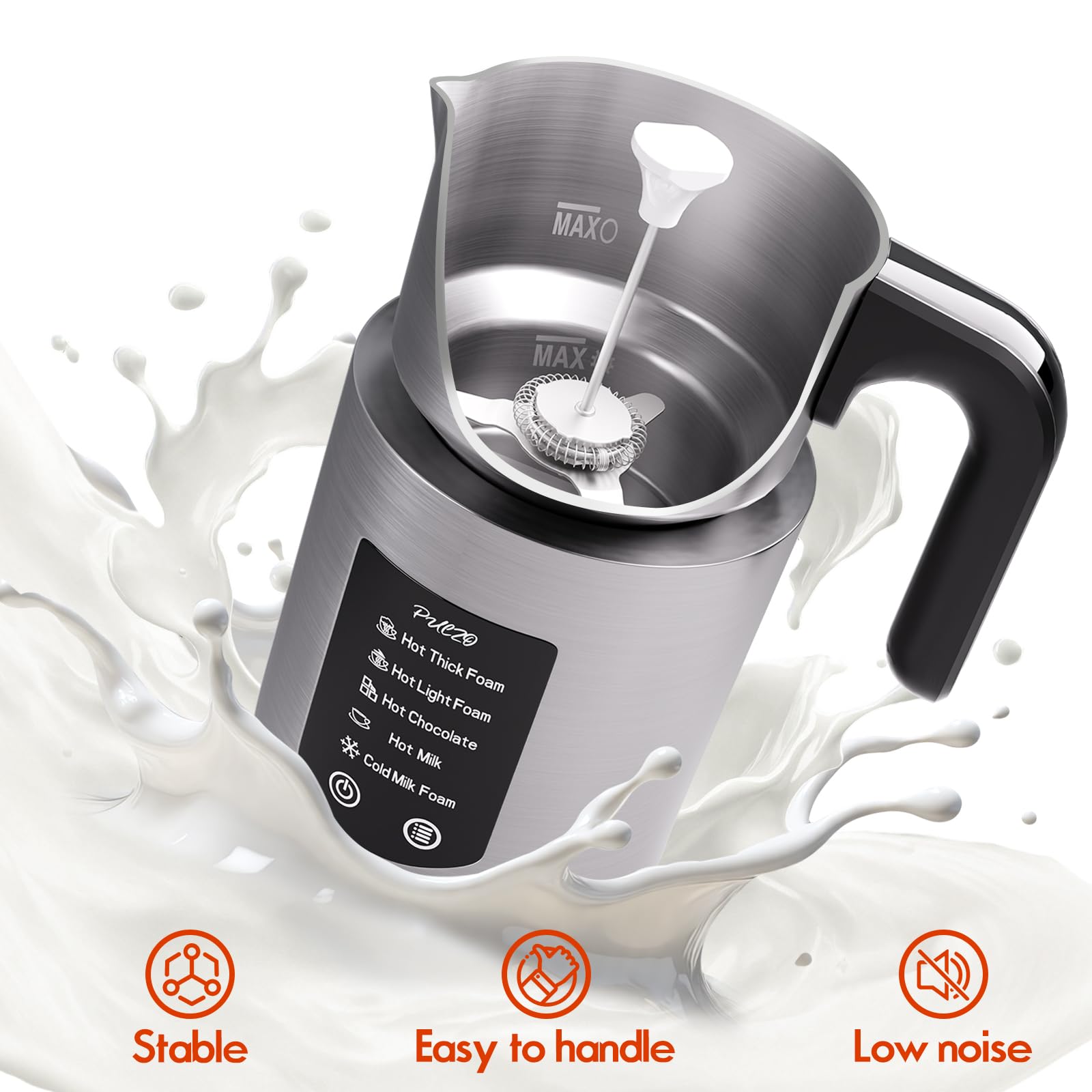 5 in 1 Electric Milk Frother and Steamer for Hot and Cold Foam