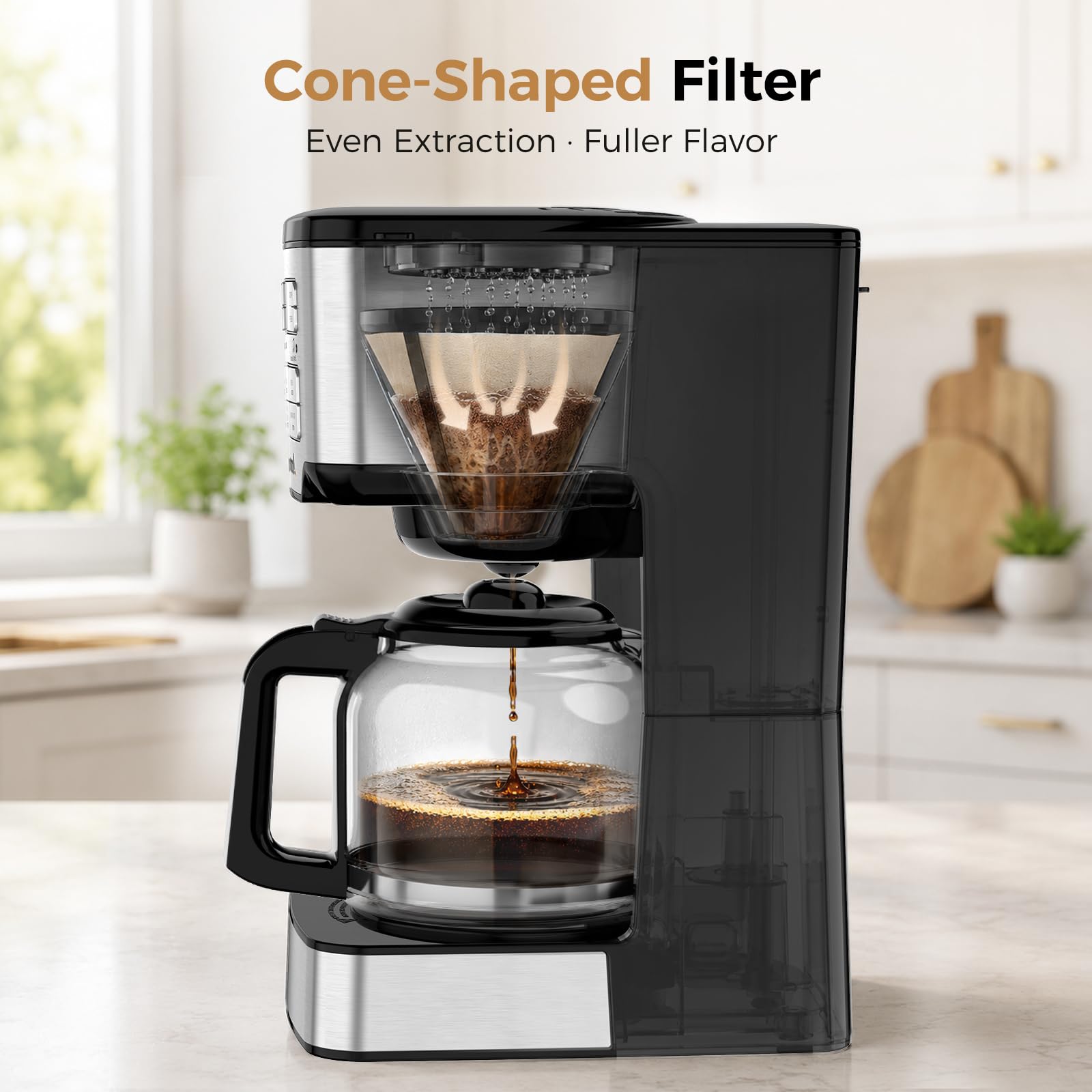 Programmable Drip Coffee Maker with Delay Brew and Keep Warm Function