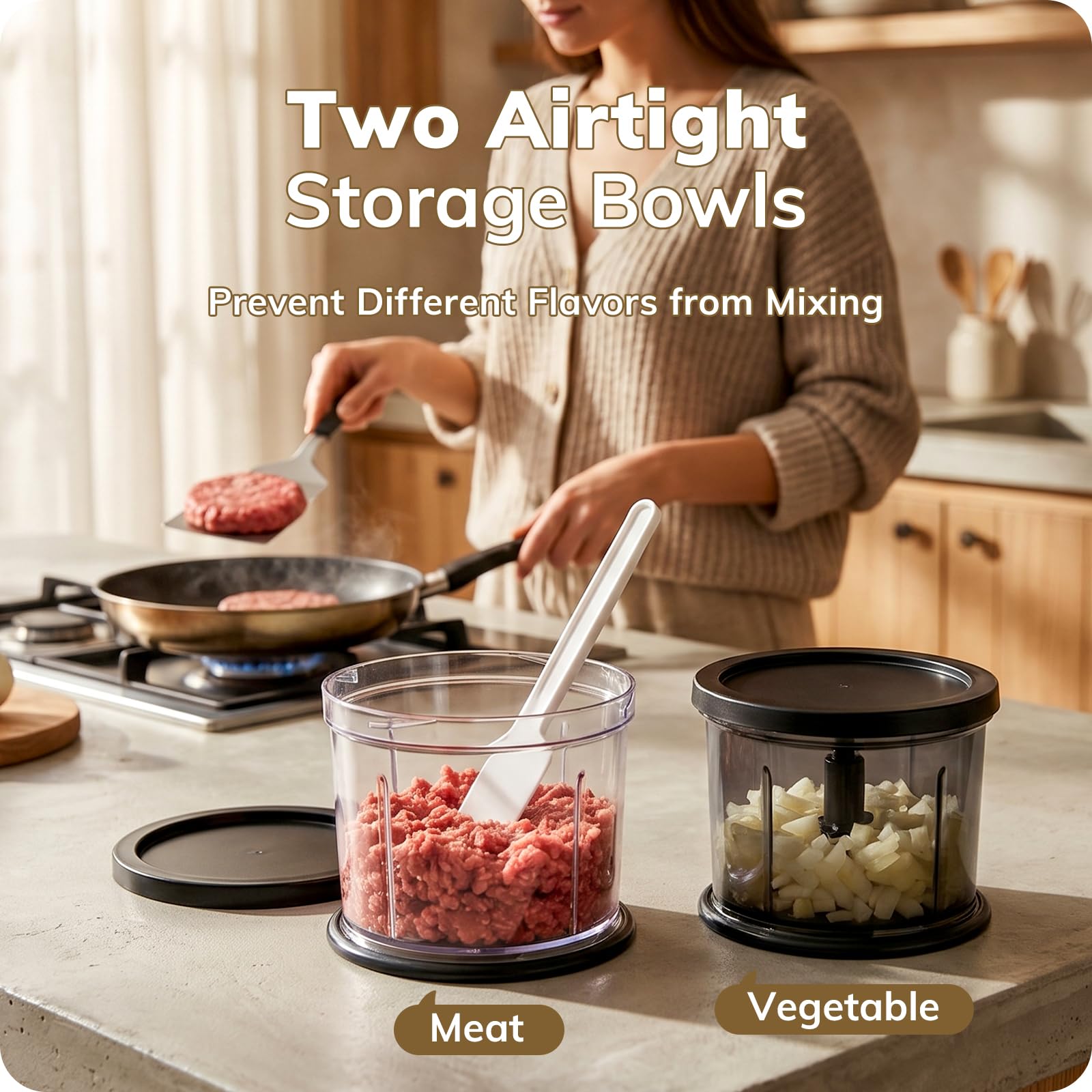 Two Speed Food Processor and Chopper Set with Two 4 Cup Bowls