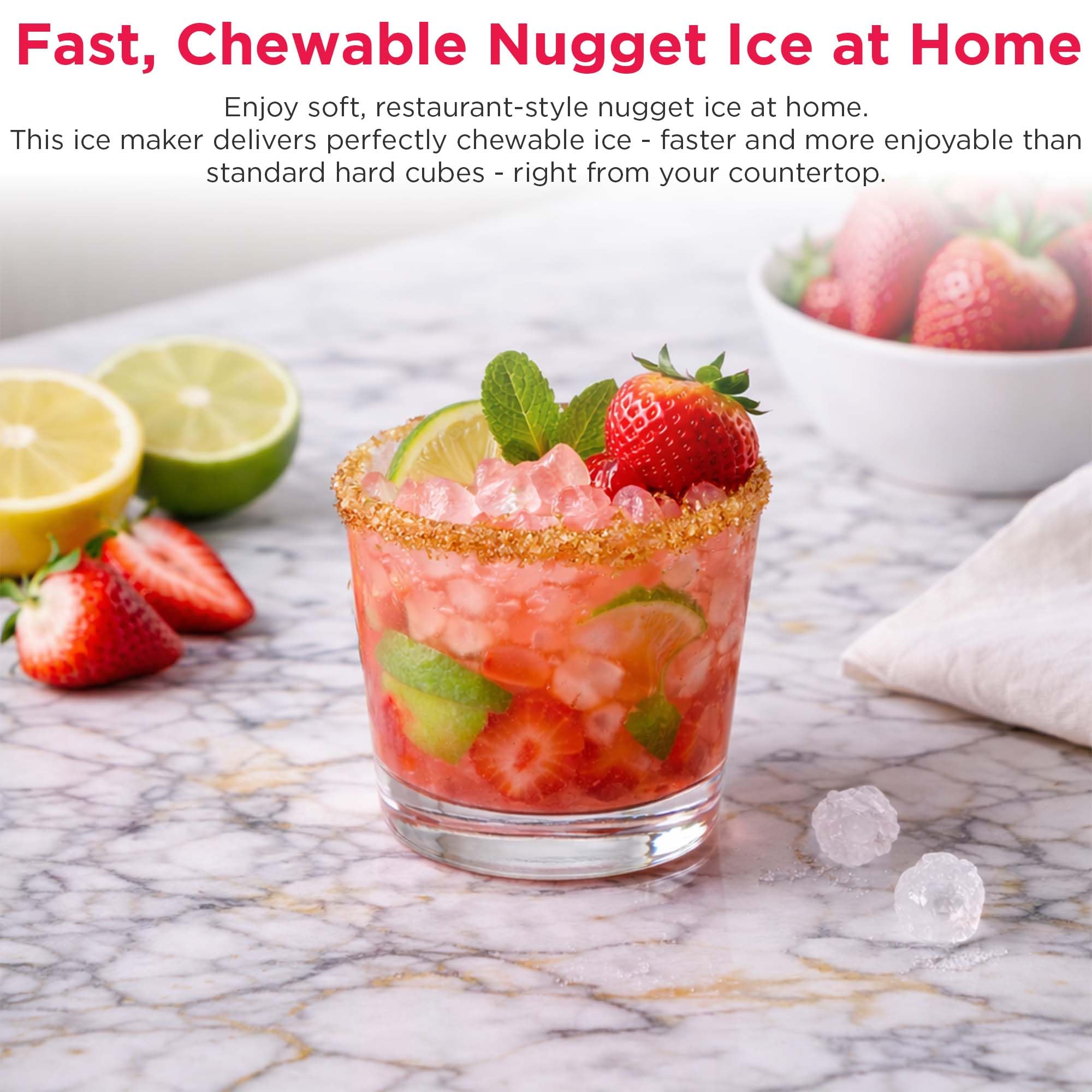 Countertop Touchscreen Chewable Nugget Ice Maker