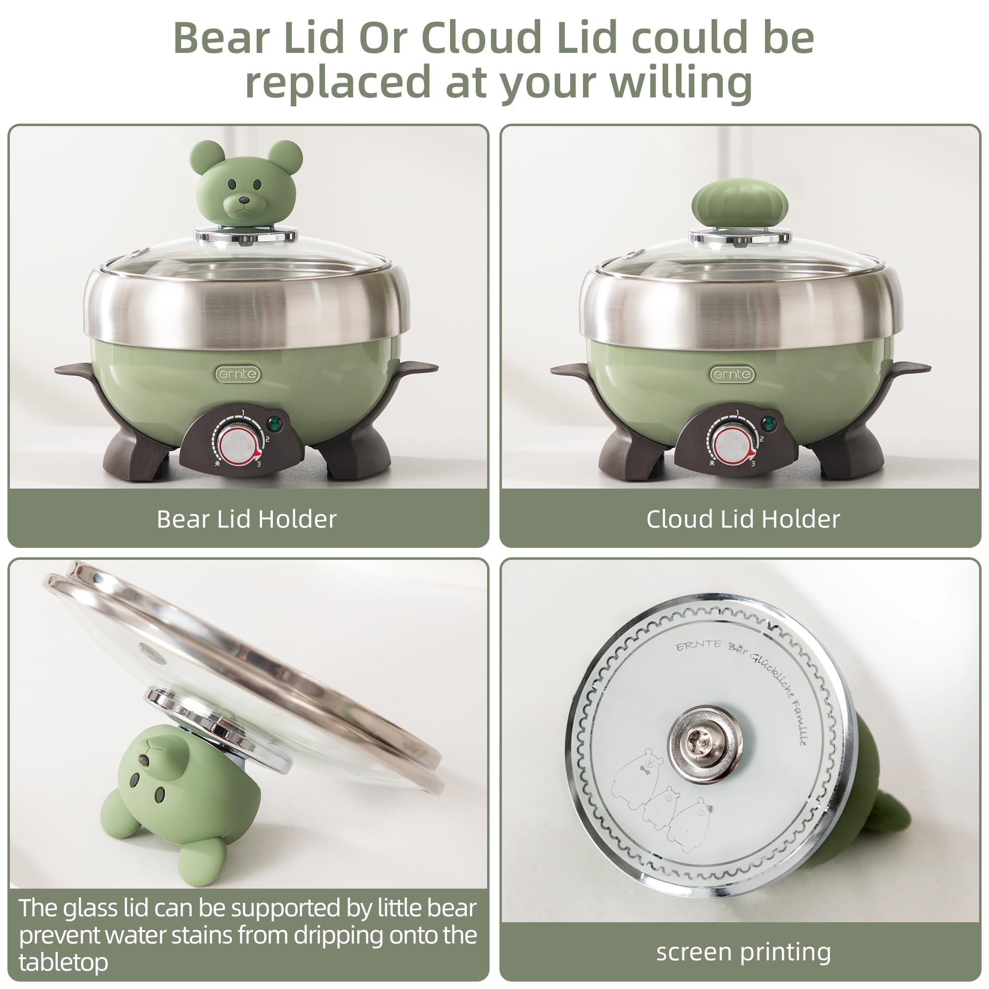 1L Portable 3 in 1 Electric Hot Pot Mini Cooker for Steam Boil and Fry