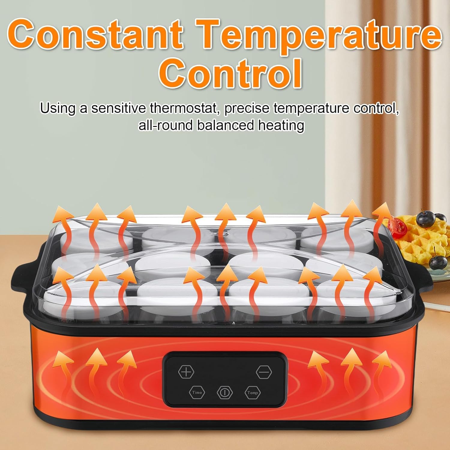 12 Jar Digital Yogurt Maker with Adjustable Temperature and 48 Hour Timer