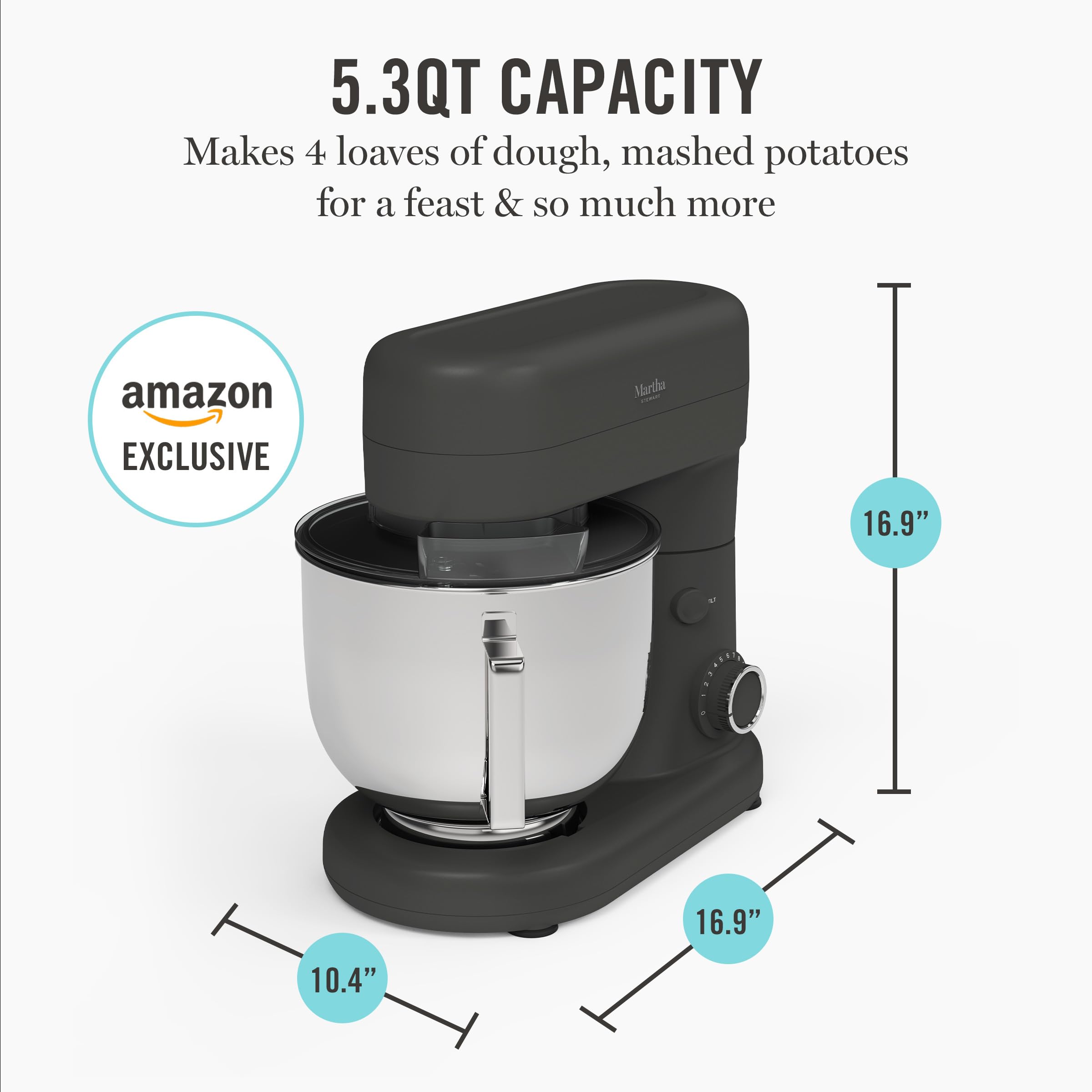 12 Speed 5.3QT Tilt Head Stand Mixer with Stainless Steel Bowl