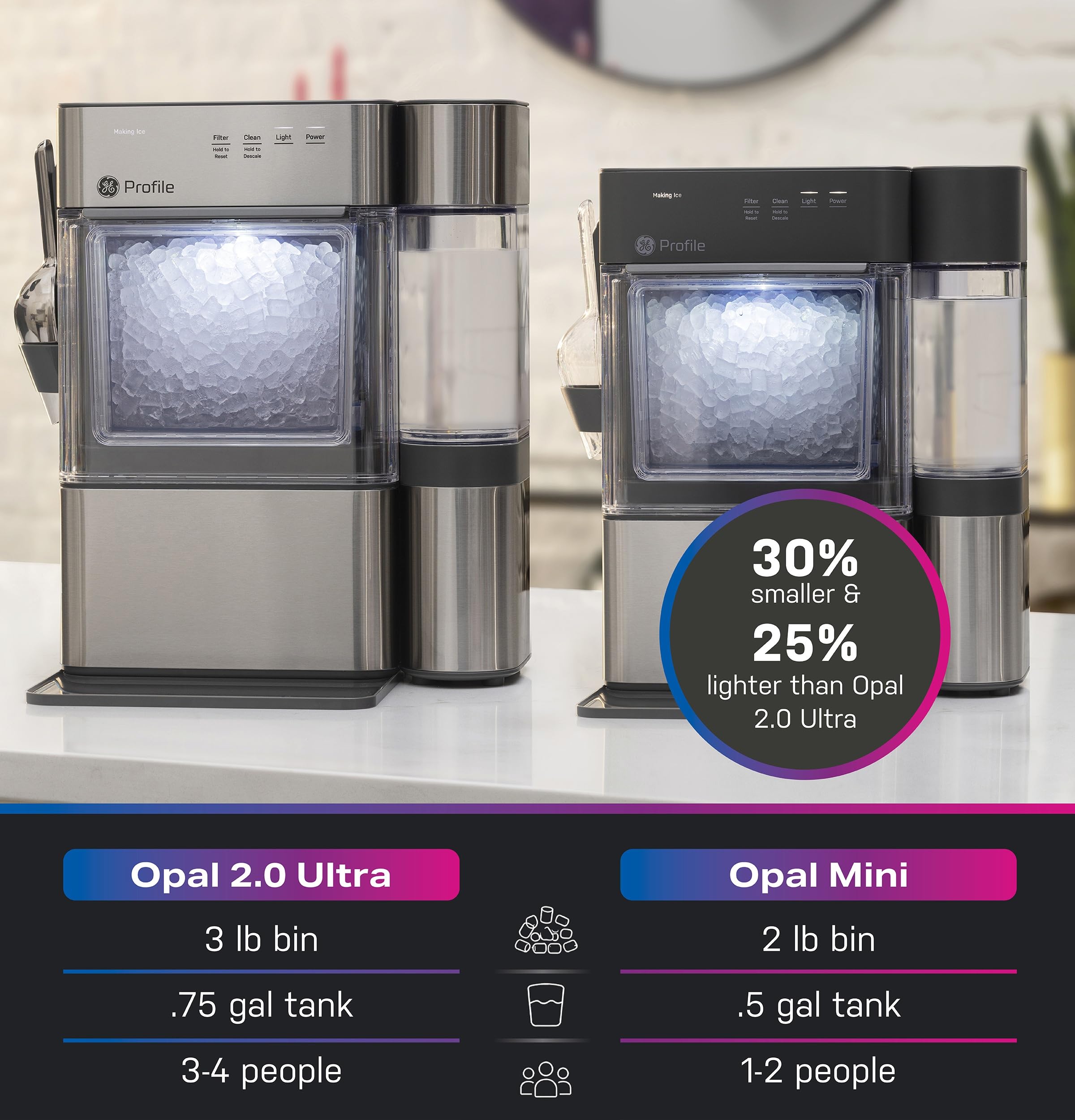 Portable Countertop Nugget Ice Maker with Side Tank 36 Pounds Daily