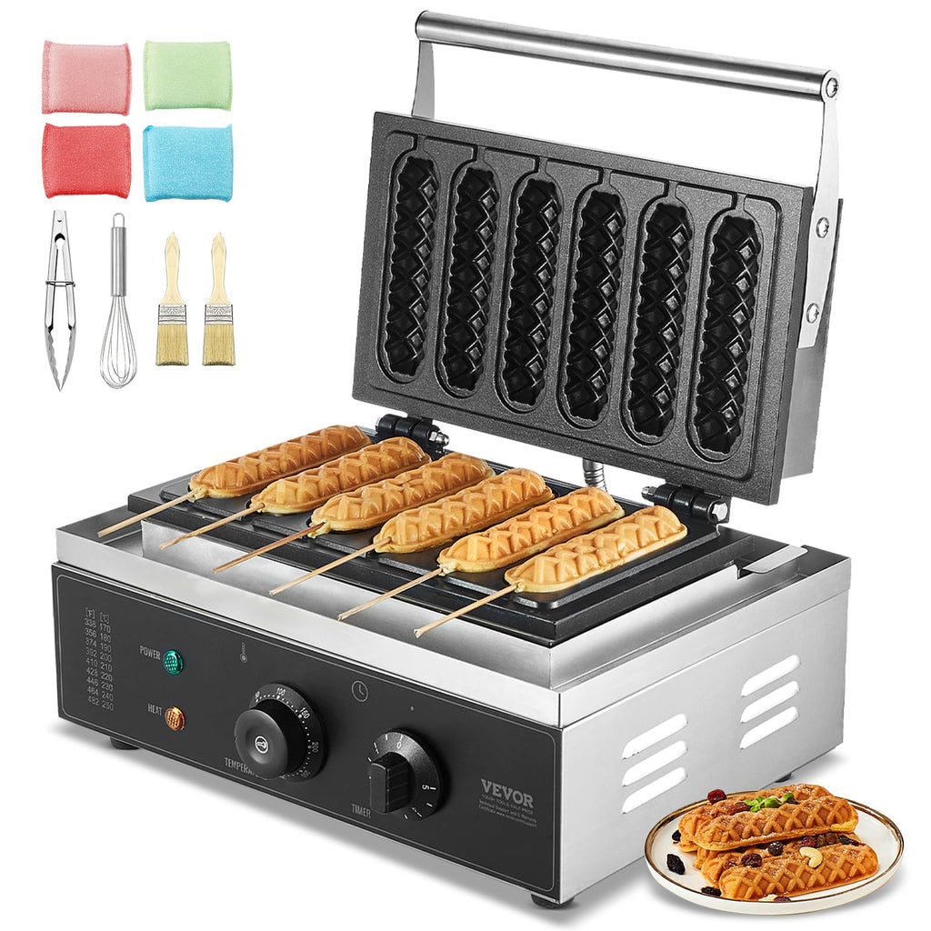 Commercial Stainless Steel Waffle Maker with Browning and Timer Control